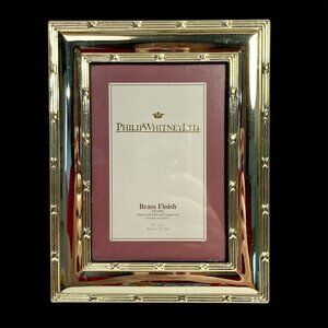 Vintage MCM Philip Whitney Gold Shiny Brass Photo Picture Frame 3.5X5" 5X6.5"